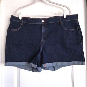 Old Navy Wow 5 Inch Dark Rinse Denim Cuffed Shorts Plus Size 20 Beachy Classic